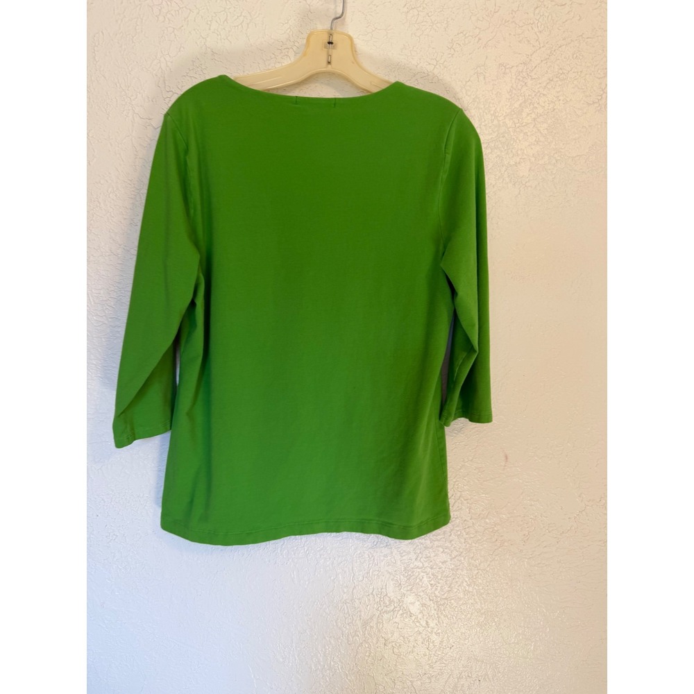 Lauren Ralph Lauren Green Square Neck 3/4 Sleeve Knit Top XL Preppy Capsule - Picture 8 of 8